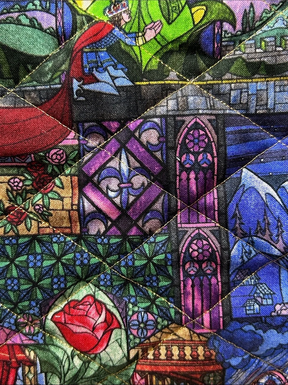 Beauty and the Beast Quilted Mosaic Zip Pouch - Unbranded